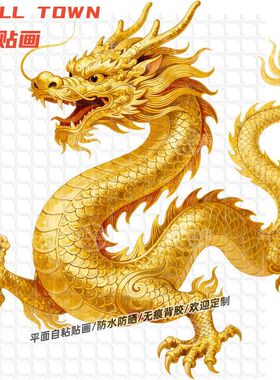 霸气金龙图案贴纸自粘贴画墙贴门