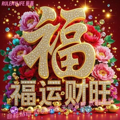 福运财旺过年心愿字画墙贴纸喜庆墙画自贴画装饰春节美化福字画报