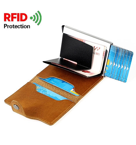 Автоматический антимагнитный картхолдер, защитная сумка, карточки, набор, анти-кража, из натуральной кожи