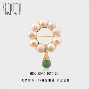 圆梦原创设计高档天然珍珠胸针复古优雅气质别针旗袍西服搭配饰品