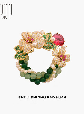 莫奈浮光绿影繁花胸针复古美学别针西装外套高级感独特胸花女礼物