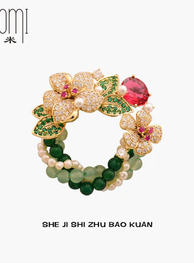 莫奈浮光绿影繁花胸针复古美学别针西装外套高级感独特胸花女礼物