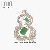 东方福禄祖母绿玛瑙葫芦胸针中式 独特别针旗袍大衣配饰西装 胸花女