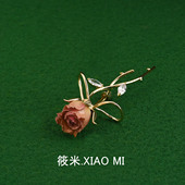 复古干花玫瑰花胸针小众精致花朵别针衣服点缀饰品高级感西装 配饰