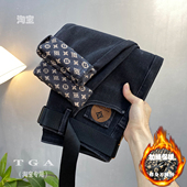 印花长裤 冬季 子男 2023年新款 刺绣高端保暖厚实修身 加绒男款 牛仔裤