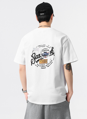 美式重磅短袖t恤男士纯棉夏季2025新款宽松大码潮流衣服男装体恤