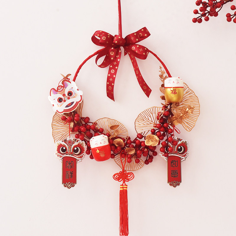 乔迁新居春节礼物喜庆招财年宵花环发财果门饰客厅装饰手工材料包