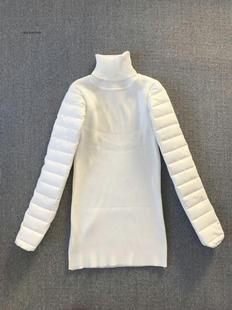 加厚保暖羽绒袖 2021秋冬新款 配皮草马甲 打底衫 针织毛衣女 羽绒袖