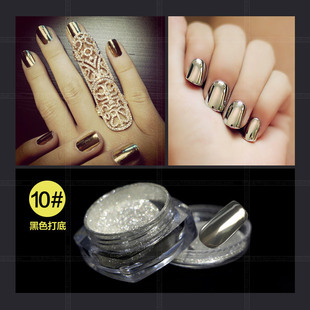 网红美甲魔镜粉极光镜面粉超亮超细指甲油胶绿色墨镜粉金属银闪粉