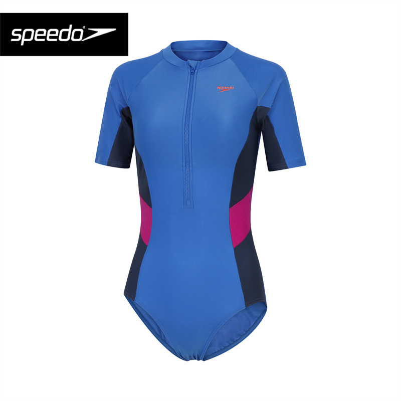 Speedo/速比涛连体泳衣女士短袖抗氯经典保守泳衣训练竞速泳衣