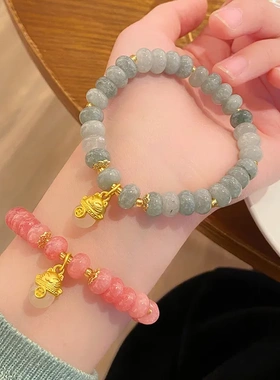 超仙甜美小清新优化青玉手串可爱招财猫手链软糯心手饰品