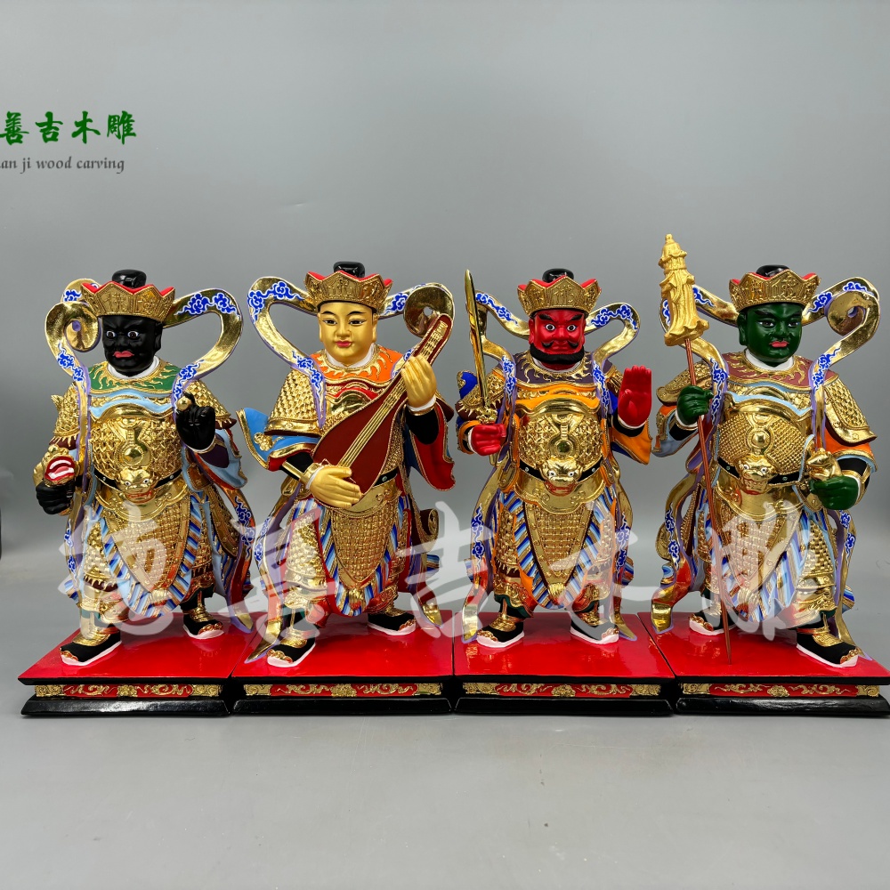 四大金刚漆线雕供奉摆件