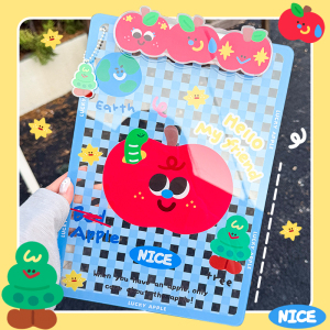 A4板夹卡通高透亚克力写字垫板试卷文件夹学生卡通蓝格子红苹果