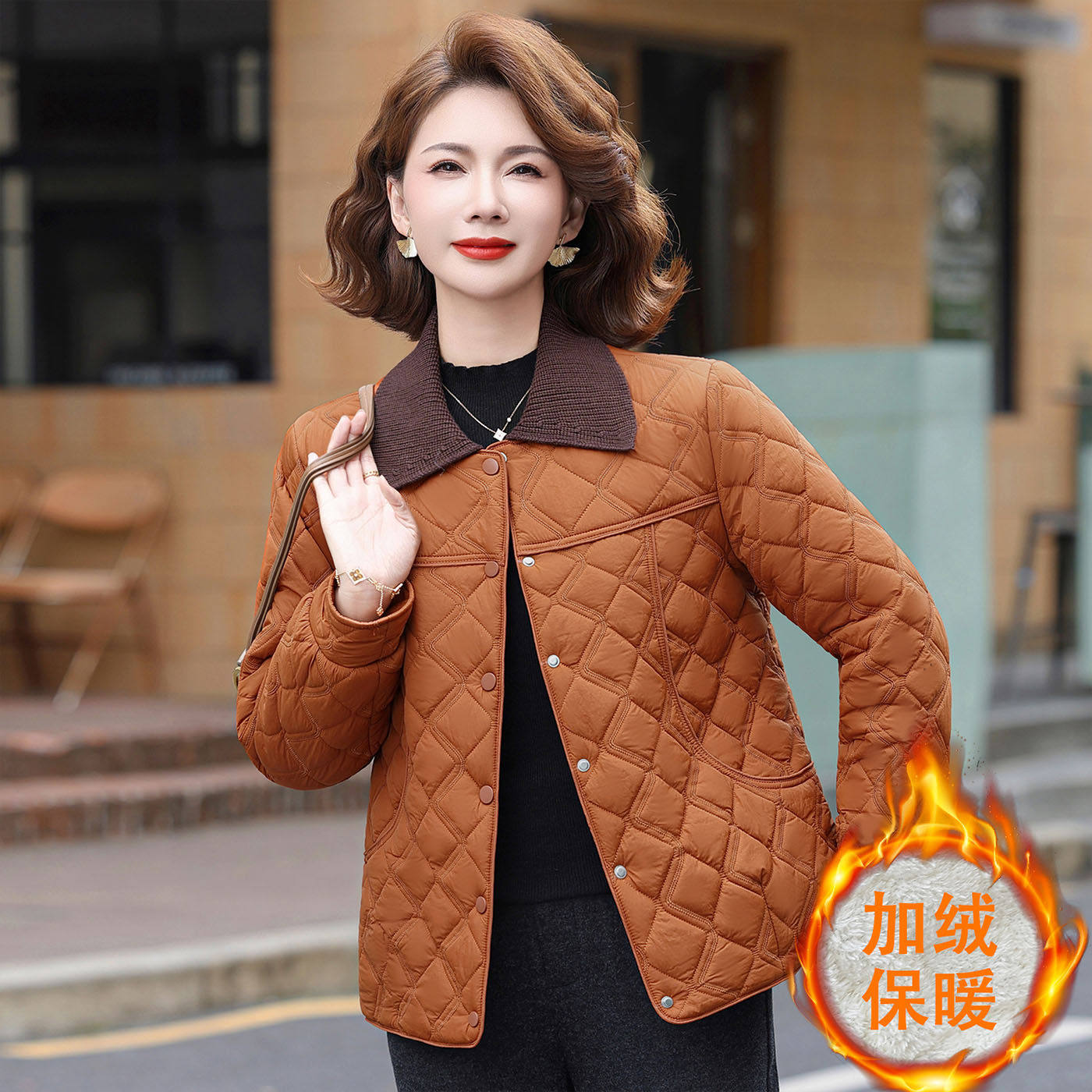 秋冬中老年大码加厚短款棉服