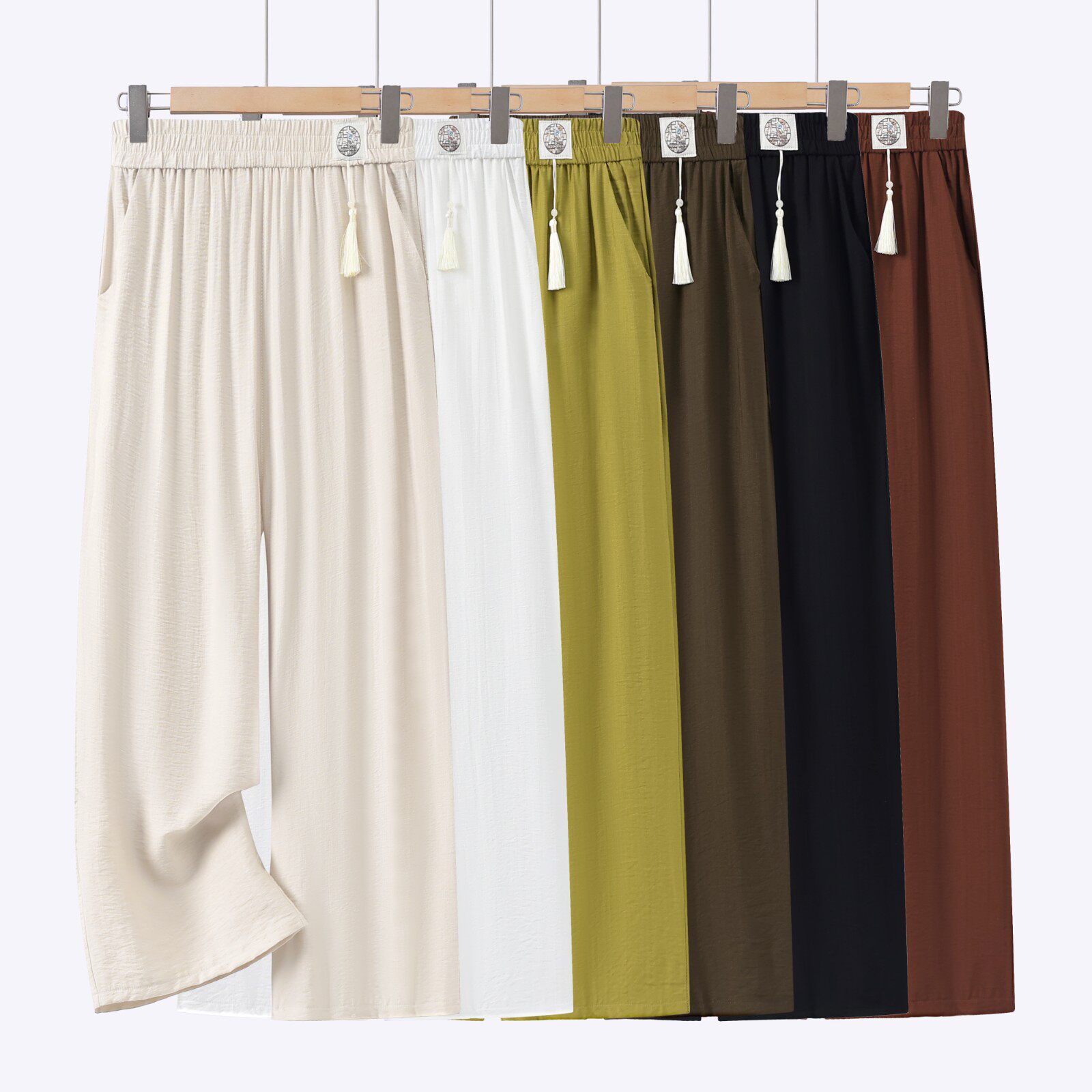 9361妈妈裤子夏季薄款九分裤宽松休闲直筒裤夏天透气中老年女裤