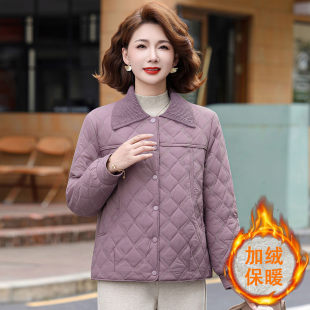 9791妈妈洋气短款棉服中年女装秋冬装棉衣中老年大码加厚棉袄外套