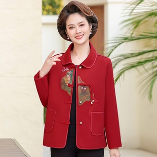 8332新款洋气妈妈春装新中式短外套女中老年人春秋季气质夹克上衣