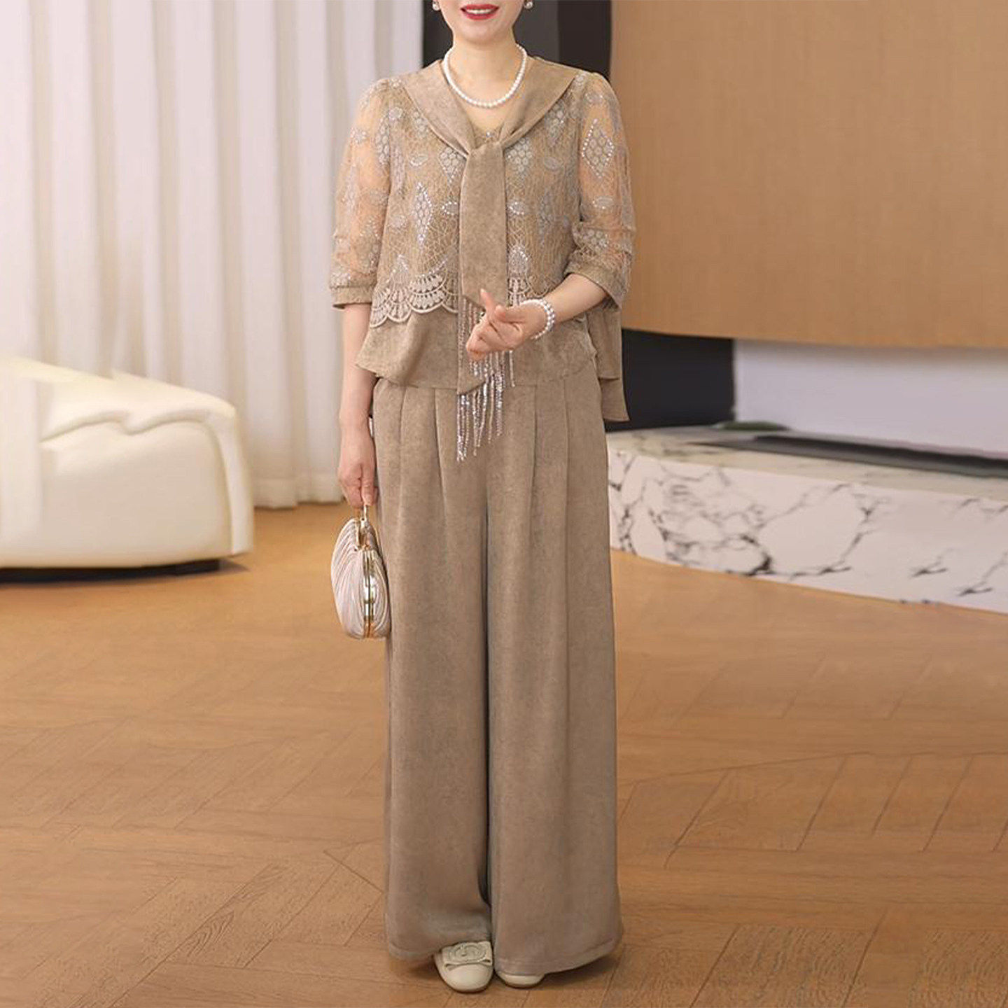 春季妈妈装短袖宽松显瘦两件套