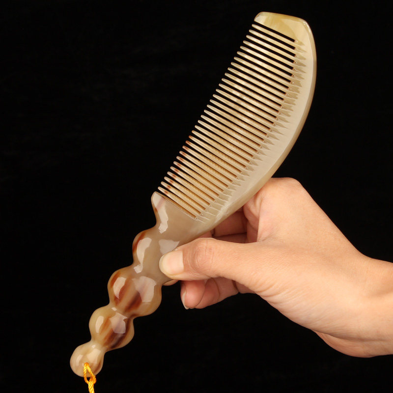 牛角梳正品天然长发头部经络按摩网红款女母亲节礼物白牦牛角梳子