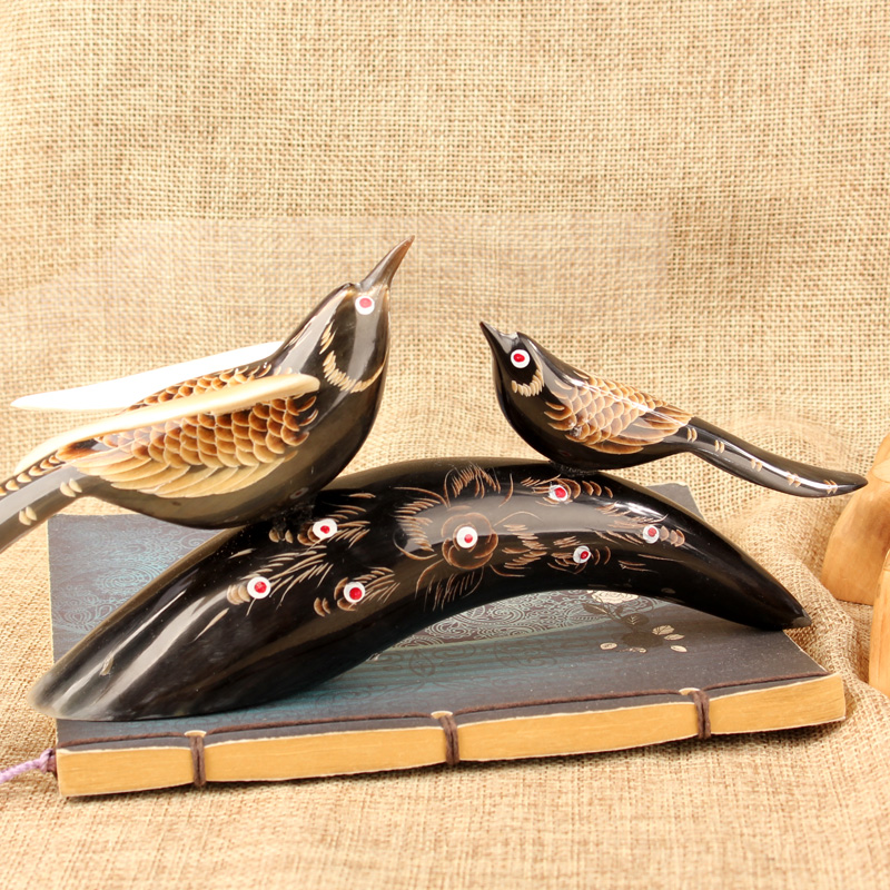 牛角小摆件电视红酒柜喜鹊礼物