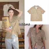 衬衫 现货 复古法式 宽松休闲碎花翻领短袖 viaplain 26春夏新款