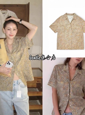 现货 viaplain 26春夏新款 复古法式宽松休闲碎花翻领短袖衬衫