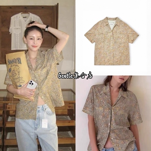 现货 viaplain 26春夏新款 复古法式宽松休闲碎花翻领短袖衬衫