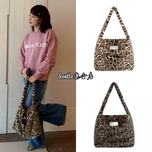 宁艺卓同款 kim 豹纹包毛绒单肩手提包腋下包托特包 matin 现货