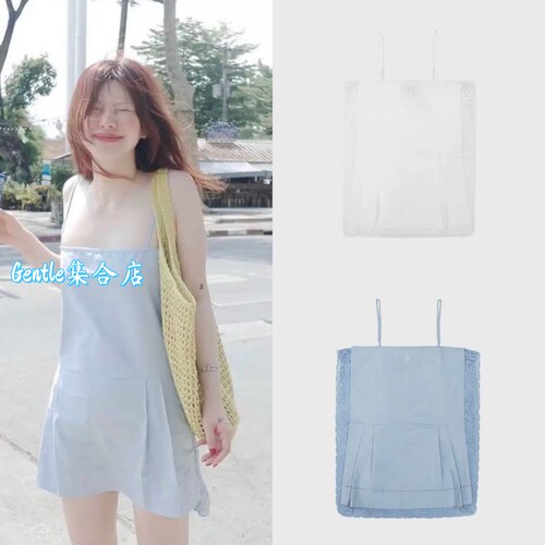 在途现货 freckle 26夏季新款 法式复古蕾丝边吊带裙连衣裙短裙
