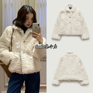 现货秒发 the barnnet 新款八奶皮草气质翻领羊羔毛皮毛一体外套