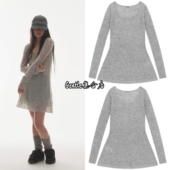 现货 大圆领针织连衣裙 纯色少女风修身 coyseio 姜涩琪宁艺卓同款