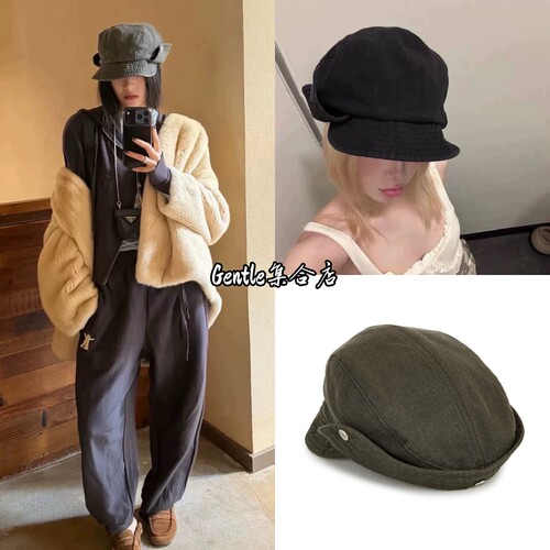 在途现货 OPEN YY 26早春新款 日系工装风桶型翻檐帽贝雷帽八角帽