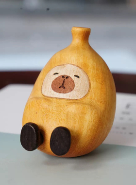 黄金檀呆萌卡皮巴拉香蕉人创意治愈可爱木制摆件送礼朋友闺蜜礼物