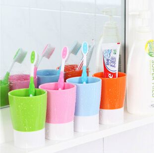 乐艺佳品质之选加厚时尚简约创意牙刷杯洗漱口杯喝水杯双色牛奶杯