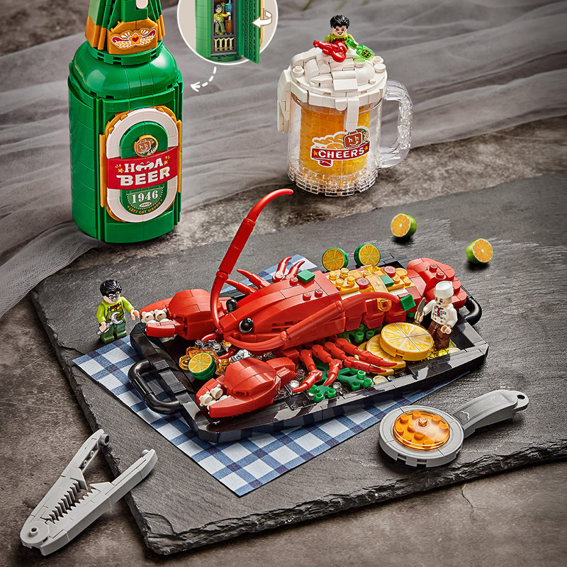 LOZ俐智积木 啤酒小龙虾美食积木益智玩具大闸蟹拼装摆件生日礼物,玩具/童车/益智/积木/模型,普通塑料积木,淘宝优惠券,粉丝福利购,淘宝优惠卷