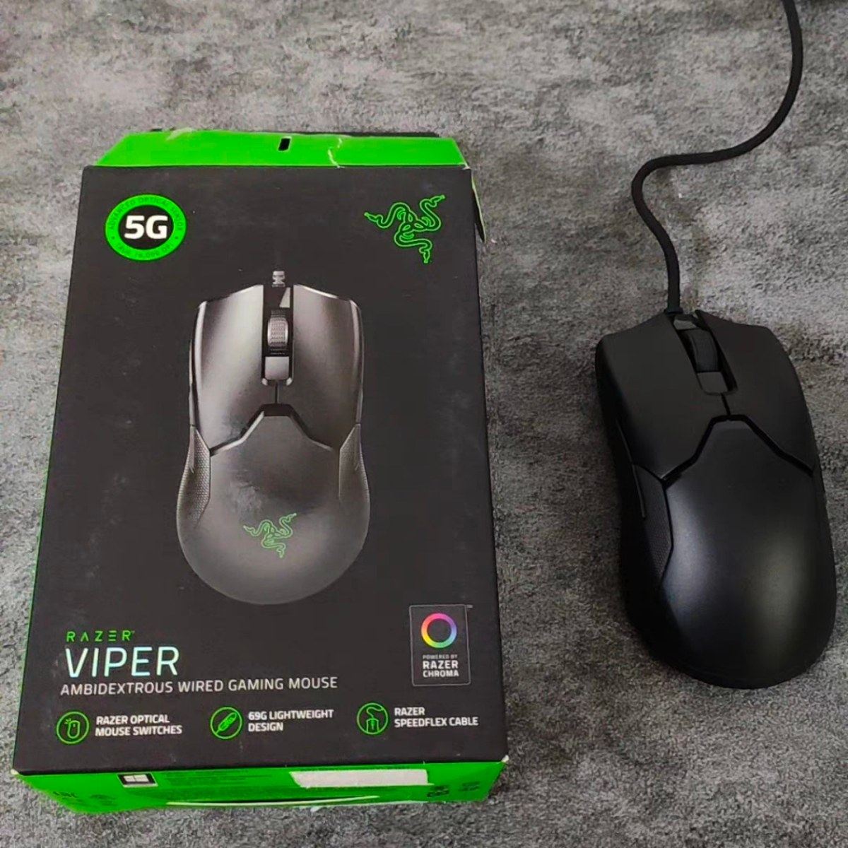 雷蛇Razer毒蝰标准版16000DPI有线游戏RGB幻彩轻量化鼠标