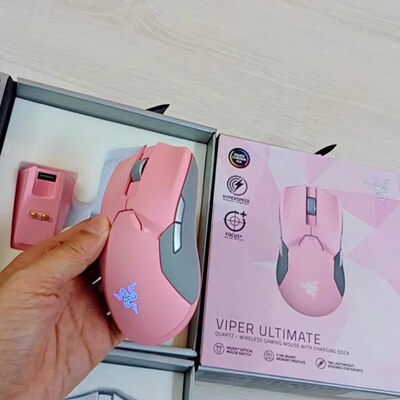 雷蛇Razer毒蝰终极版水银粉晶轻量化RGB无线双模游戏轻量化鼠标