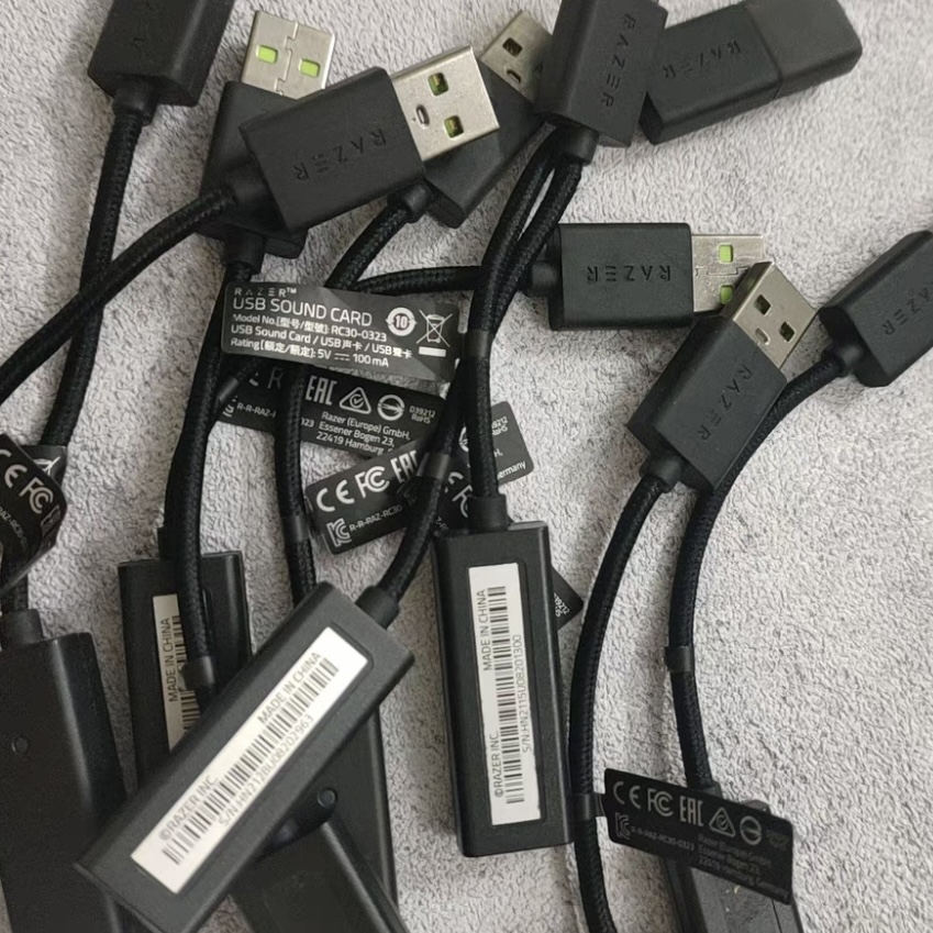 原装配件用于雷蛇7.1环绕THX旋风黑鲨V2耳机USB音频3.5MM转换声卡