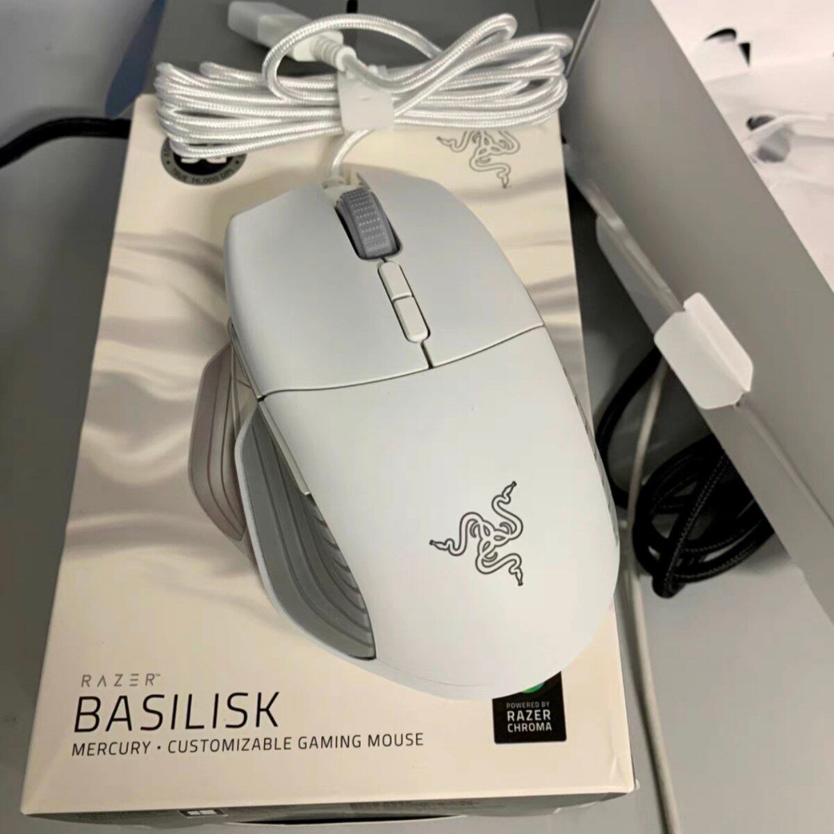 雷蛇Razer 巴塞利斯16000DPI水银版有线游戏RGB幻彩电竞鼠标滑鼠