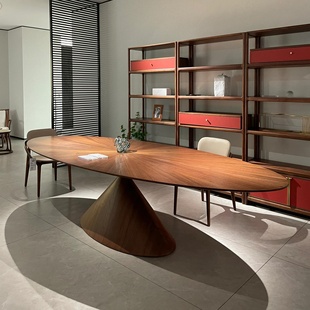 飞碟餐桌椭圆款意大利天平全实木异形别墅高档设计师意式极简茶桌