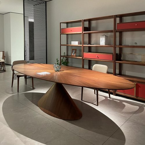 飞碟餐桌椭圆款意大利天平全实木