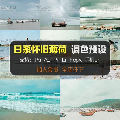 PS预设日系复古怀旧文艺LR胶片调色PR/FCPX/达芬奇ACR手机LUT滤镜