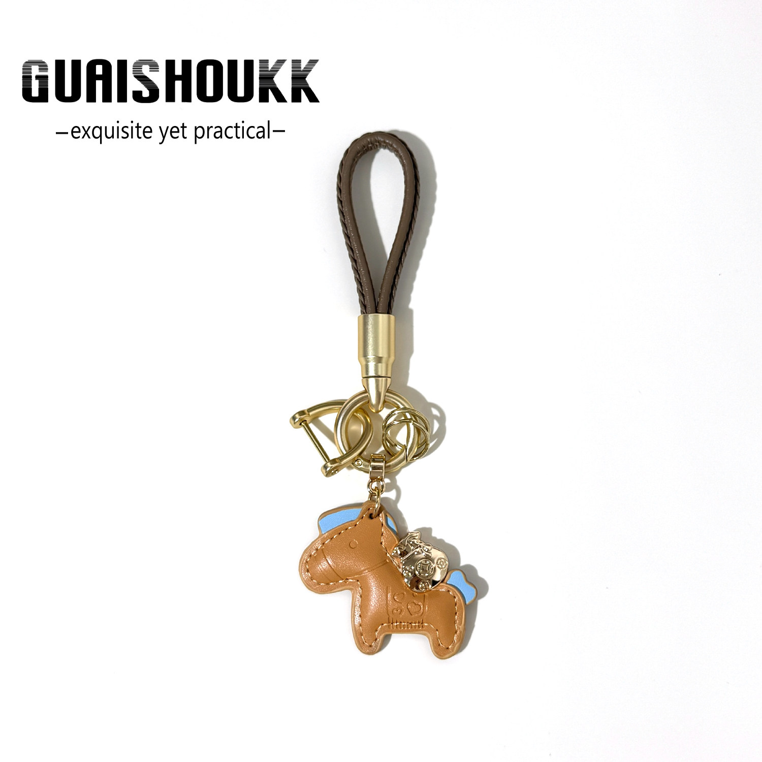 马上有钱新款汽车钥匙扣男挂件个性创意小马精致女包包高级挂饰链