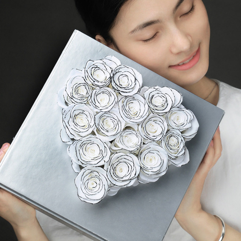 永生花教师节送礼物批发玫瑰花生日心形伴手礼不凋谢花束真花干花