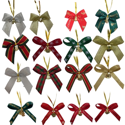 圣诞铃铛蝴蝶结圣诞双蝴蝶结铃铛装饰烘焙店面包装饰