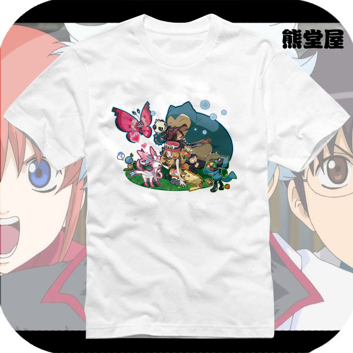 口袋妖怪xy皮卡丘里奥鲁卡比兽仙伊布指路羊仙精灵t恤短袖衣服