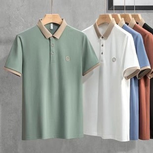 冰丝薄款 短袖 t恤夏季 休闲上衣服 翻领半袖 高端polo衫 清仓捡漏 男士
