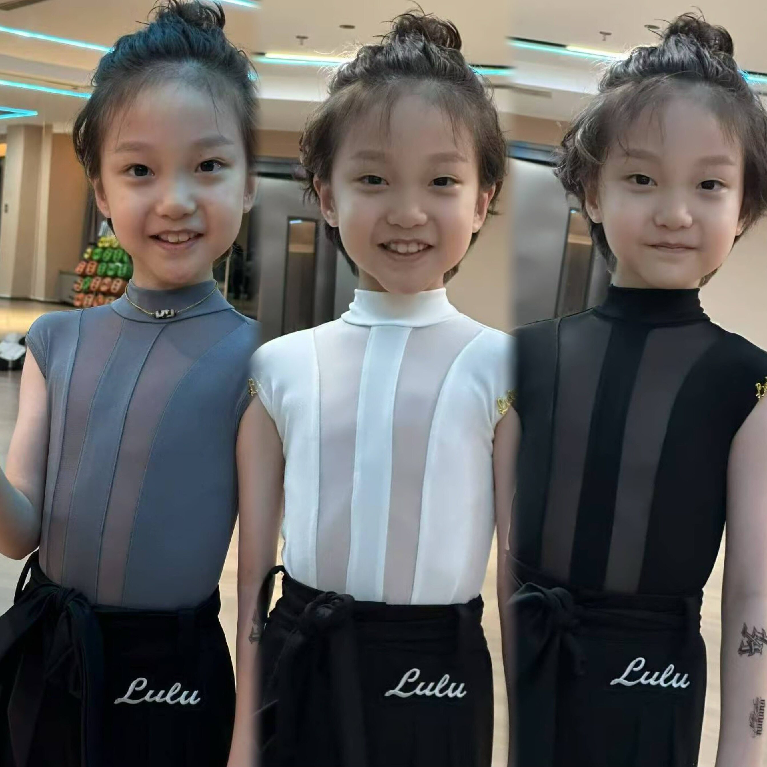 Lulu舞服少儿拉丁舞男生小丸王子同款网纱无袖上衣练习服男童跳舞