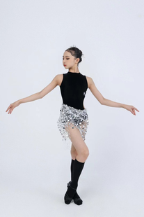 R design舞服少儿拉丁舞银河亮片包臀裙套装比赛服花服练习服女童