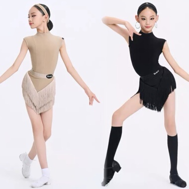 未午WAVE舞服少儿拉丁舞2026春夏坎袖流苏儿童拉丁舞服星驰动影